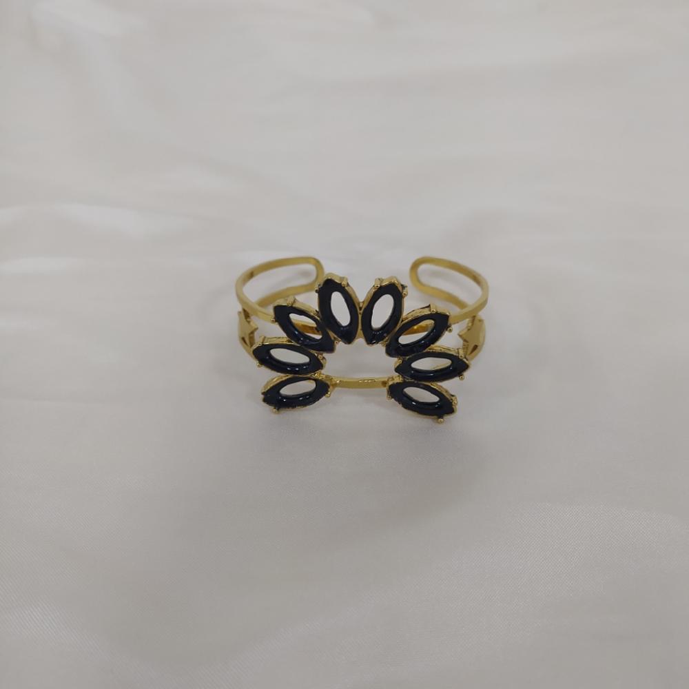 Mercatopoli Bracciale Aperto Gold Smaltato Nero