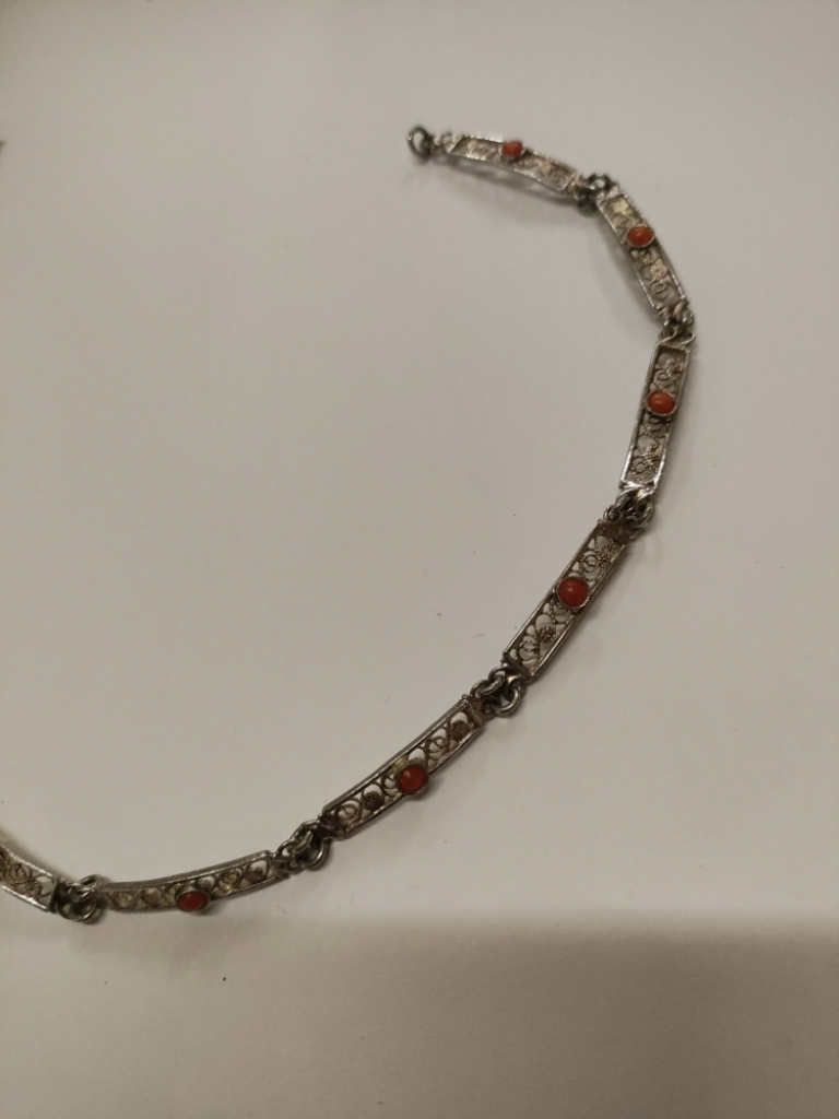 Mercatopoli Bracciale Argento Filigrana E Corallo