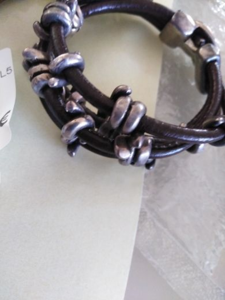 Mercatopoli Bracciale Cuoio Metallo