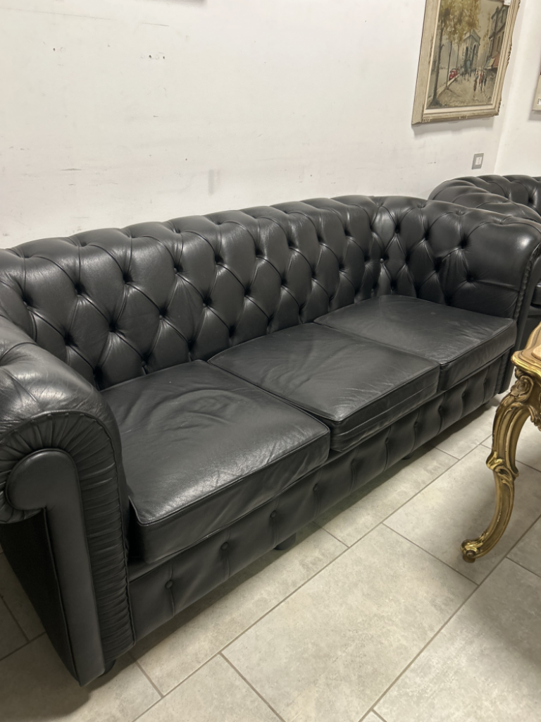 Mercatopoli Chesterfield Divano 3 Posti Nero