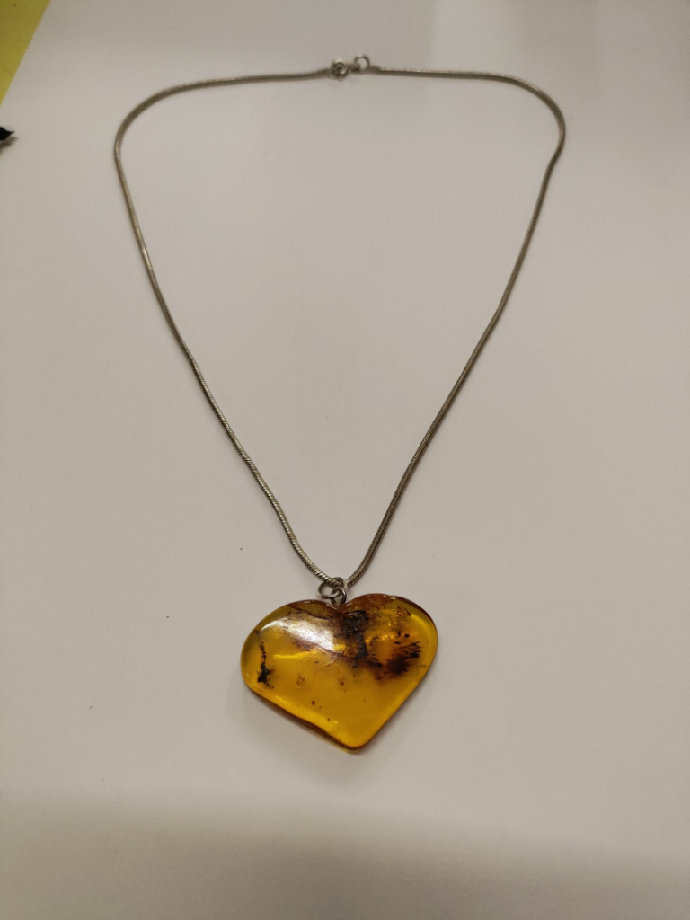 Mercatopoli Collana Argento Cuore Ambra