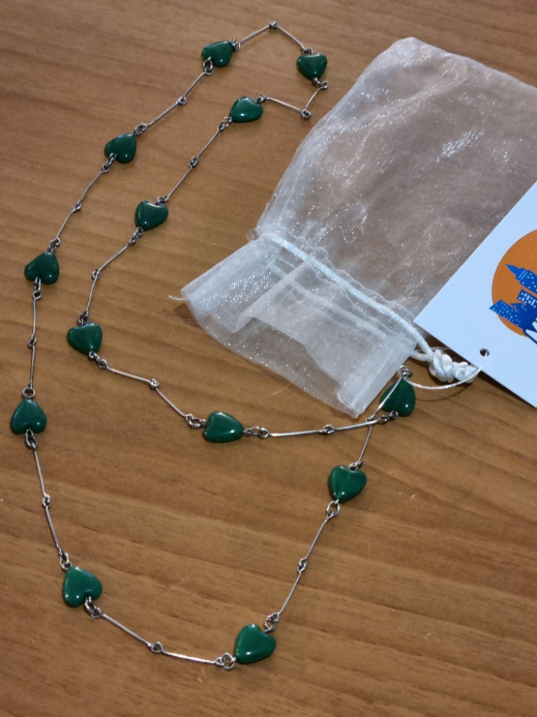 Mercatopoli COLLANA BARRETTE METALLO E CUORI VERDI