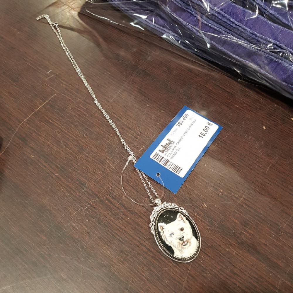 Mercatopoli Collana Cameo Cane Dipinto A Mano G.L