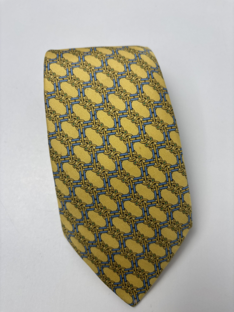 Mercatopoli Cravatta Hermès Seta Gialla /azzurra