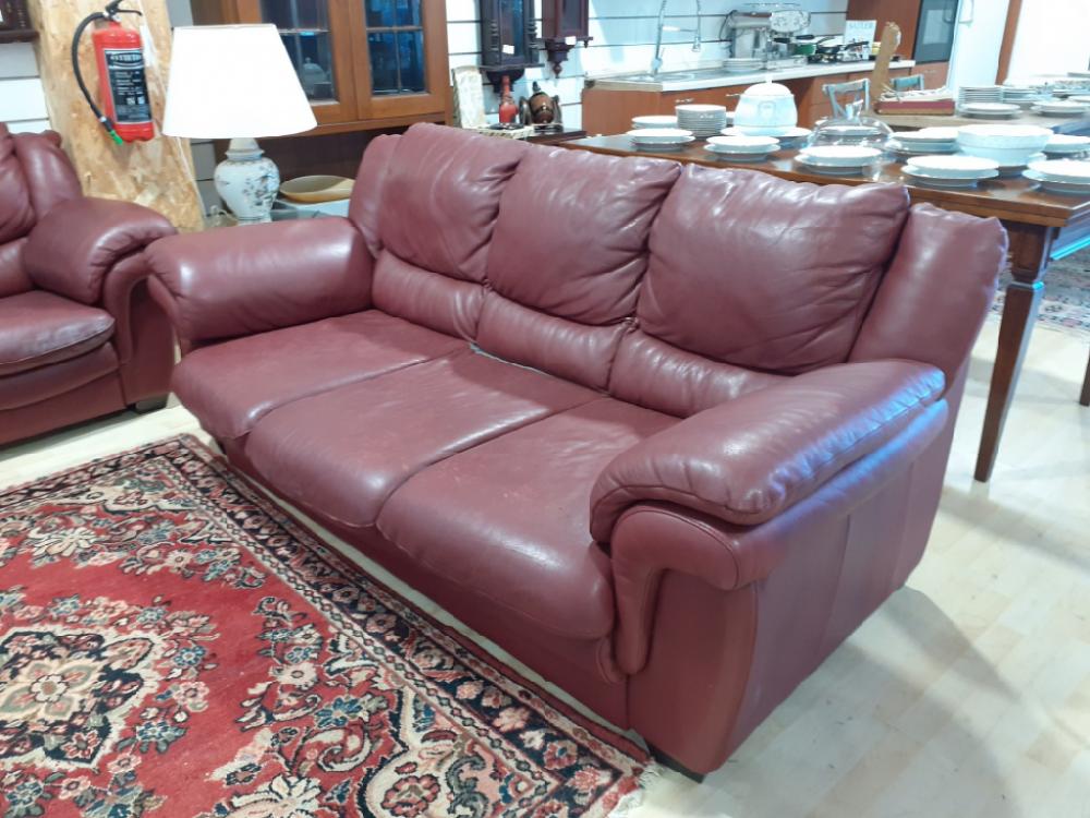 Mercatopoli Divano 3 Posti In Pelle Bordeaux