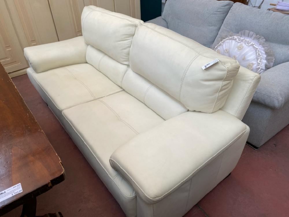 Mercatopoli Divano In Pelle Chiara Cm 212x90 H 90