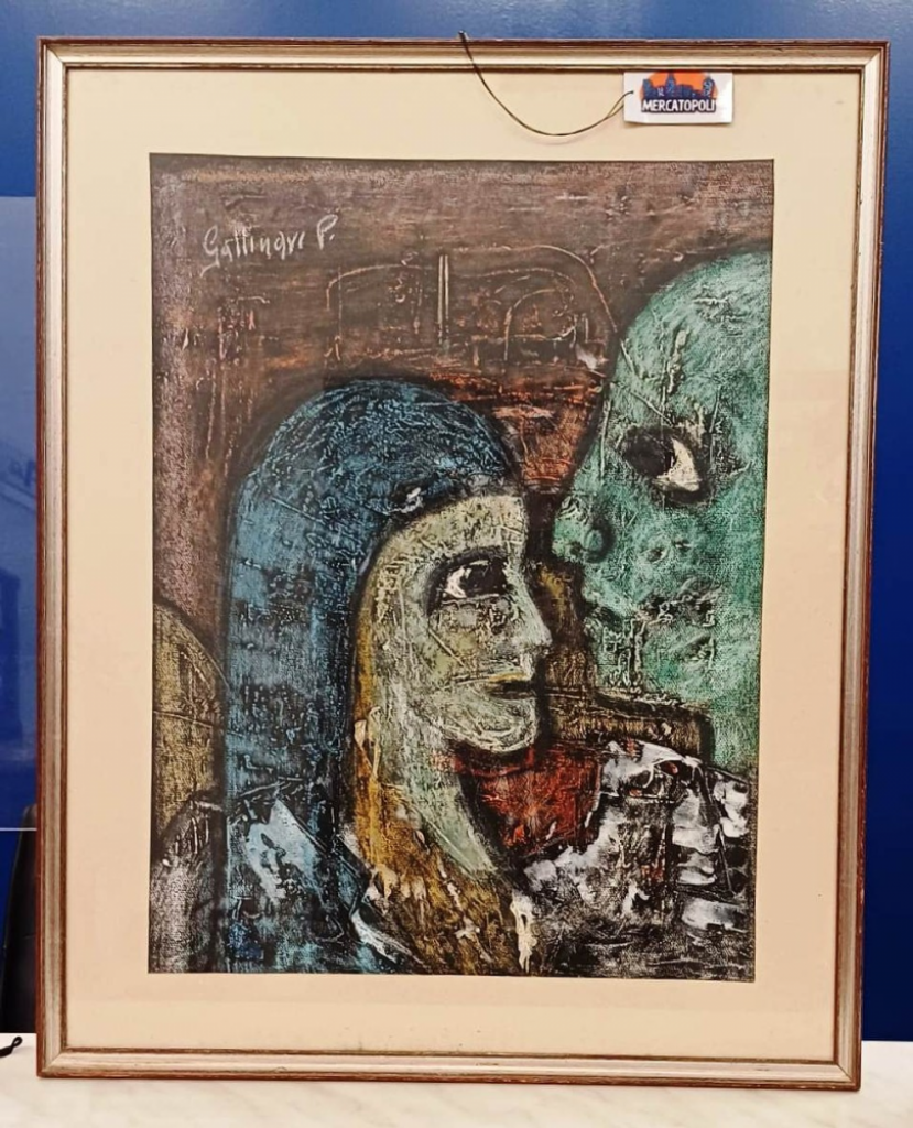 Mercatopoli Gattinari P. Quadro Olio Moderno