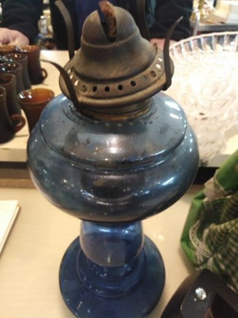 Mercatopoli Lampada A Olio Vetro Blu H 26