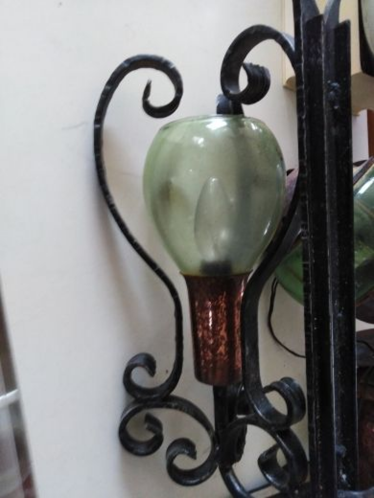 Mercatopoli Lampada Applique Rame Vetro Verde H 42