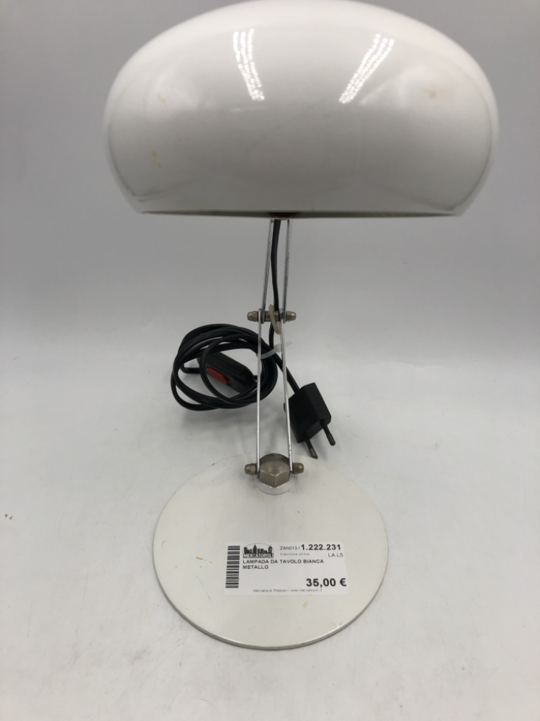 Mercatopoli Lampada Da Tavolo Bianca Metallo