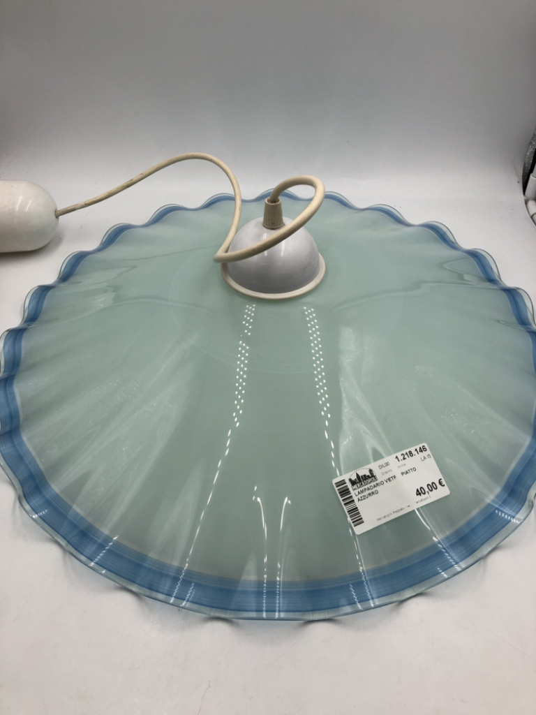 Mercatopoli Lampadario Vetro Piatto Azzurro