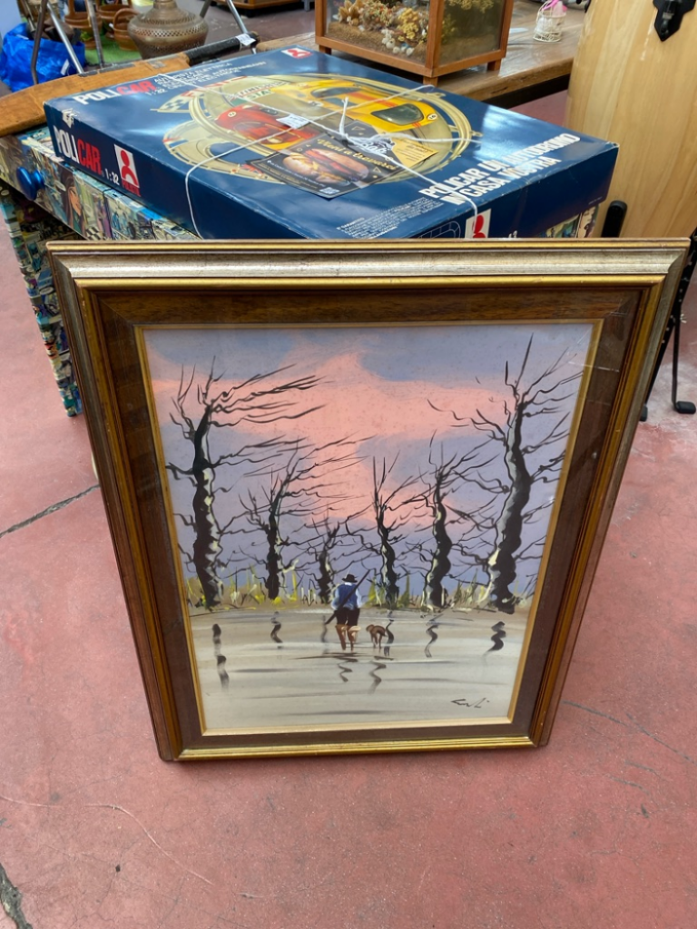 Mercatopoli Olio Su Tavola Cacciatore In Inverno