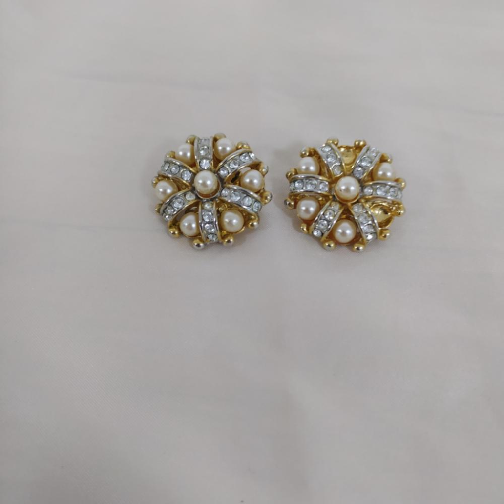 Mercatopoli Orecchini Clip Rotondi Gold/Perle