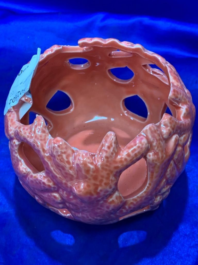 Mercatopoli PORTA CANDELA CERAMICA ARANCIO W