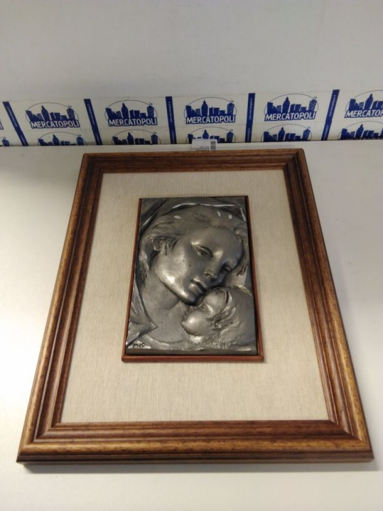 Mercatopoli Quadretto Mamma Con Bimbo In Peltro