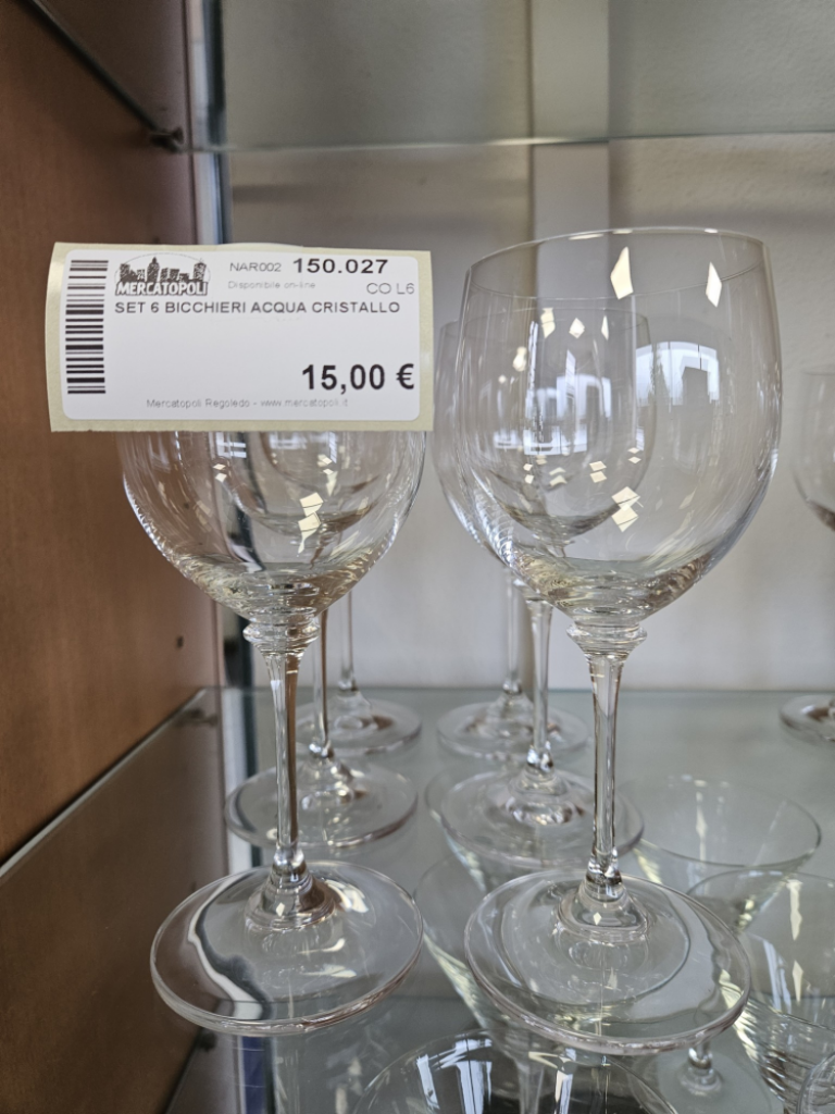 Mercatopoli Set 6 Bicchieri Acqua Cristallo
