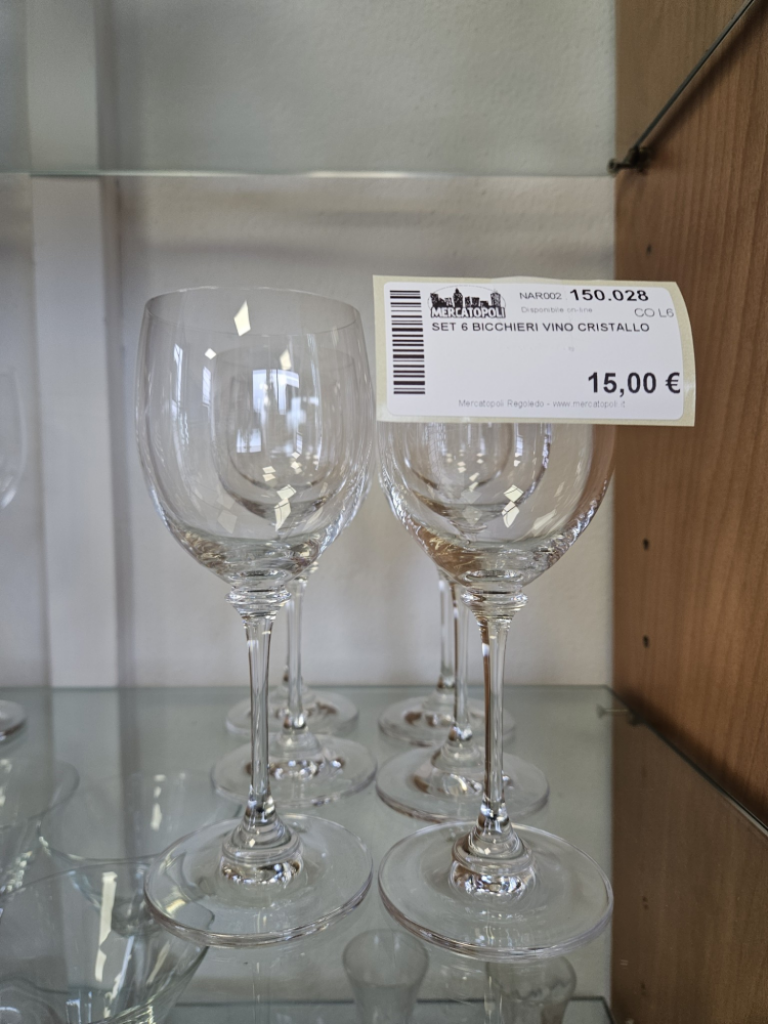 Mercatopoli Set 6 Bicchieri Vino Cristallo