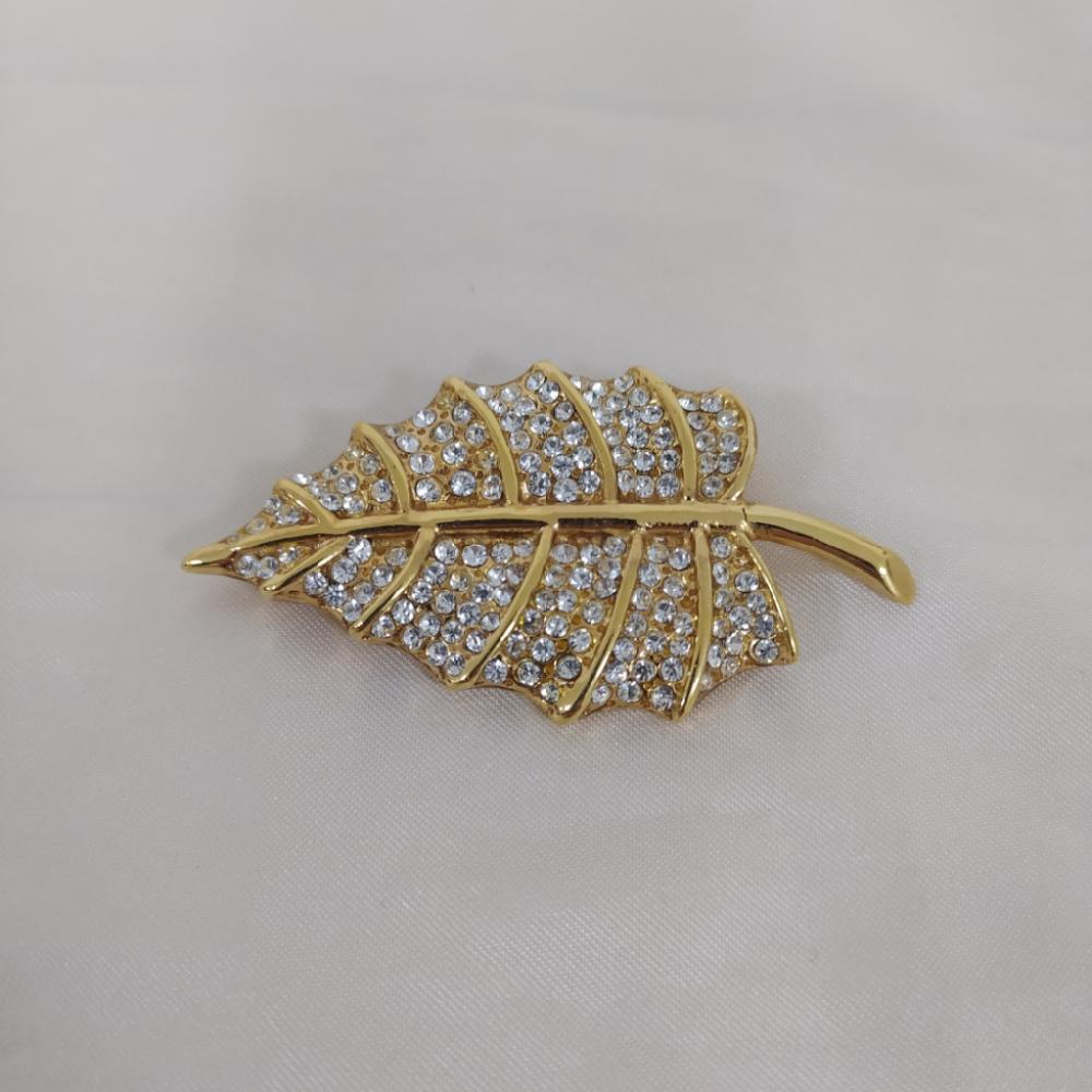 Mercatopoli Spilla Foglia Gold + Strass