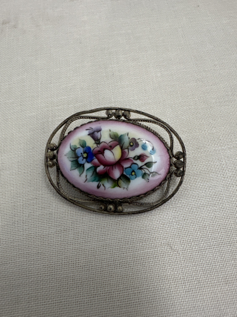 Mercatopoli SPILLA VINTAGE DIPINTA FLOREALE