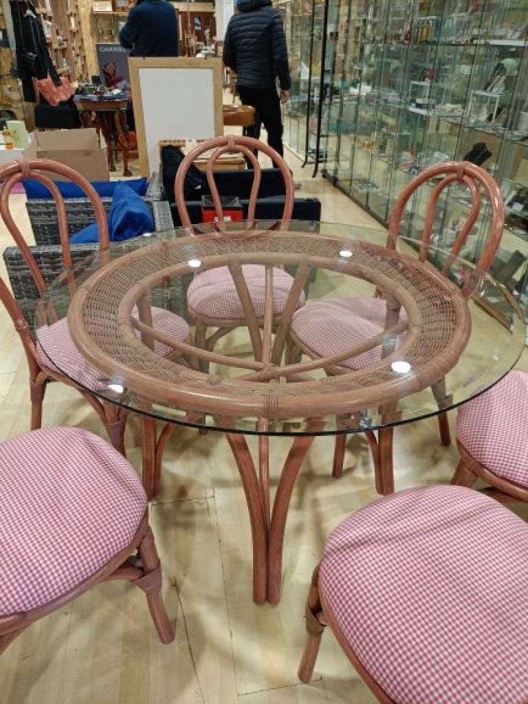 Mercatopoli Tavolo In Bambu Ovale Con Vetro 117x73