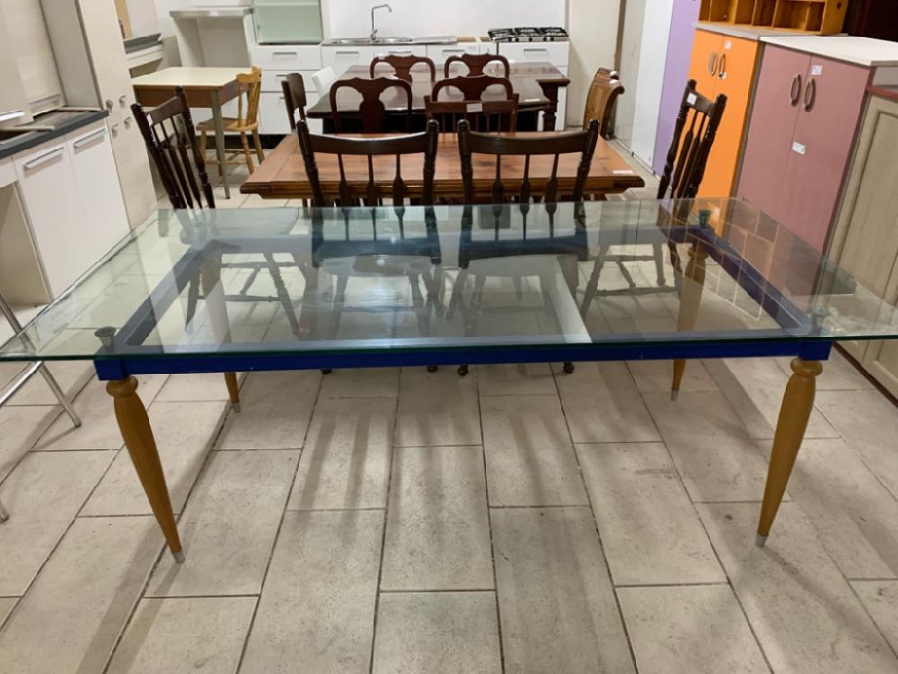 Mercatopoli Tavolo Legno Ferro E Vetro Grande