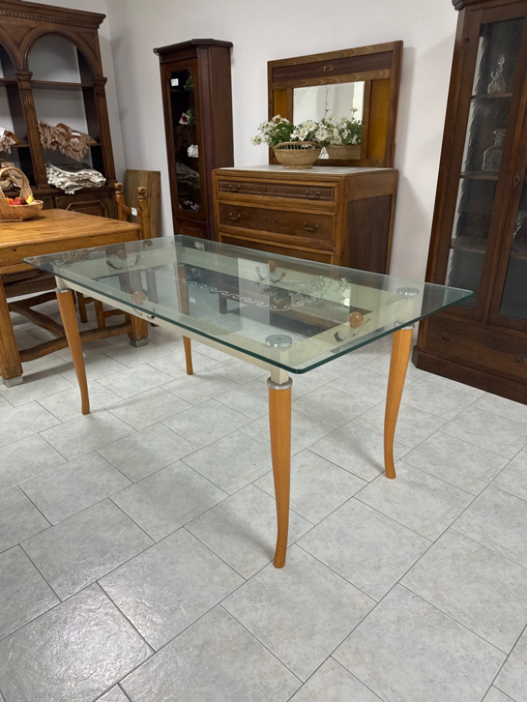 Mercatopoli Tavolo Piano Cristallo L165 H77 P85