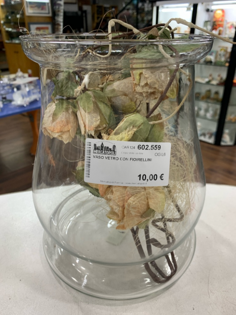 Mercatopoli Vaso Vetro Con Fioirellini