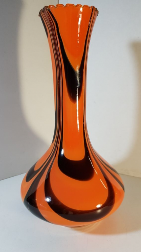 Mercatopoli Vaso Vetro Vintage Arancio E Nero 34cm