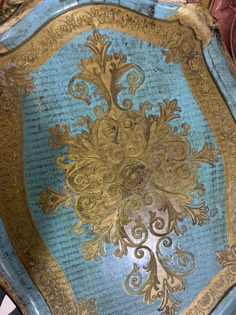 Mercatopoli Vassoio In Legno Con Dettagli Celesti