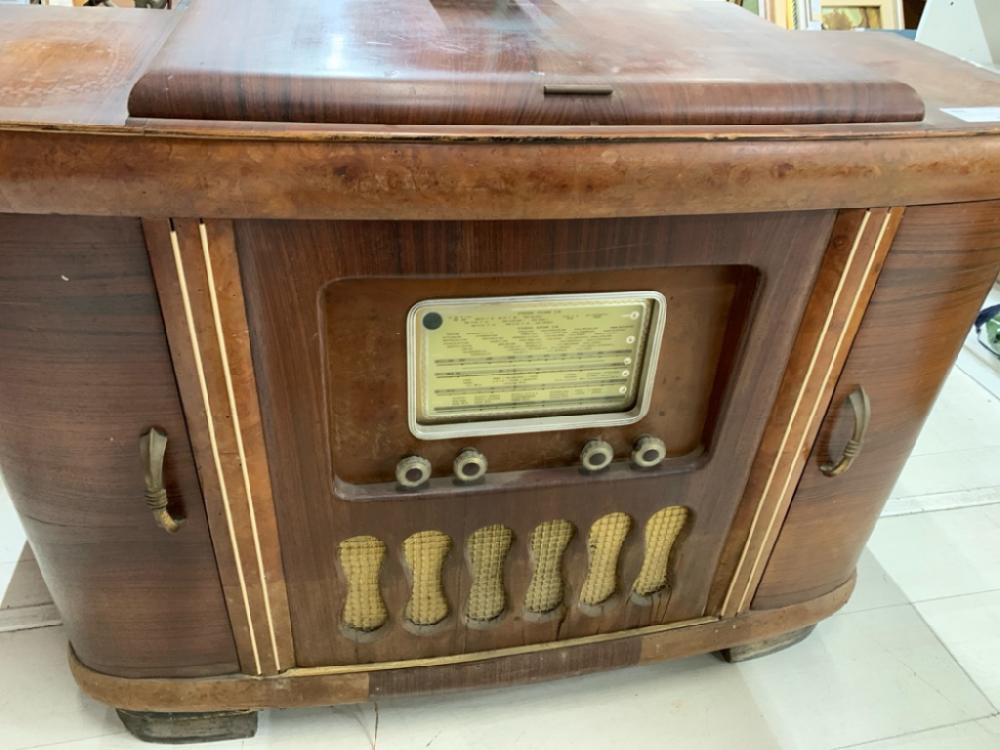 Mercatopoli Mobile Vintage Anni 40/50 Giradischi E Radio Con Specchi Portabot 110/40 H80 Lesa Italy