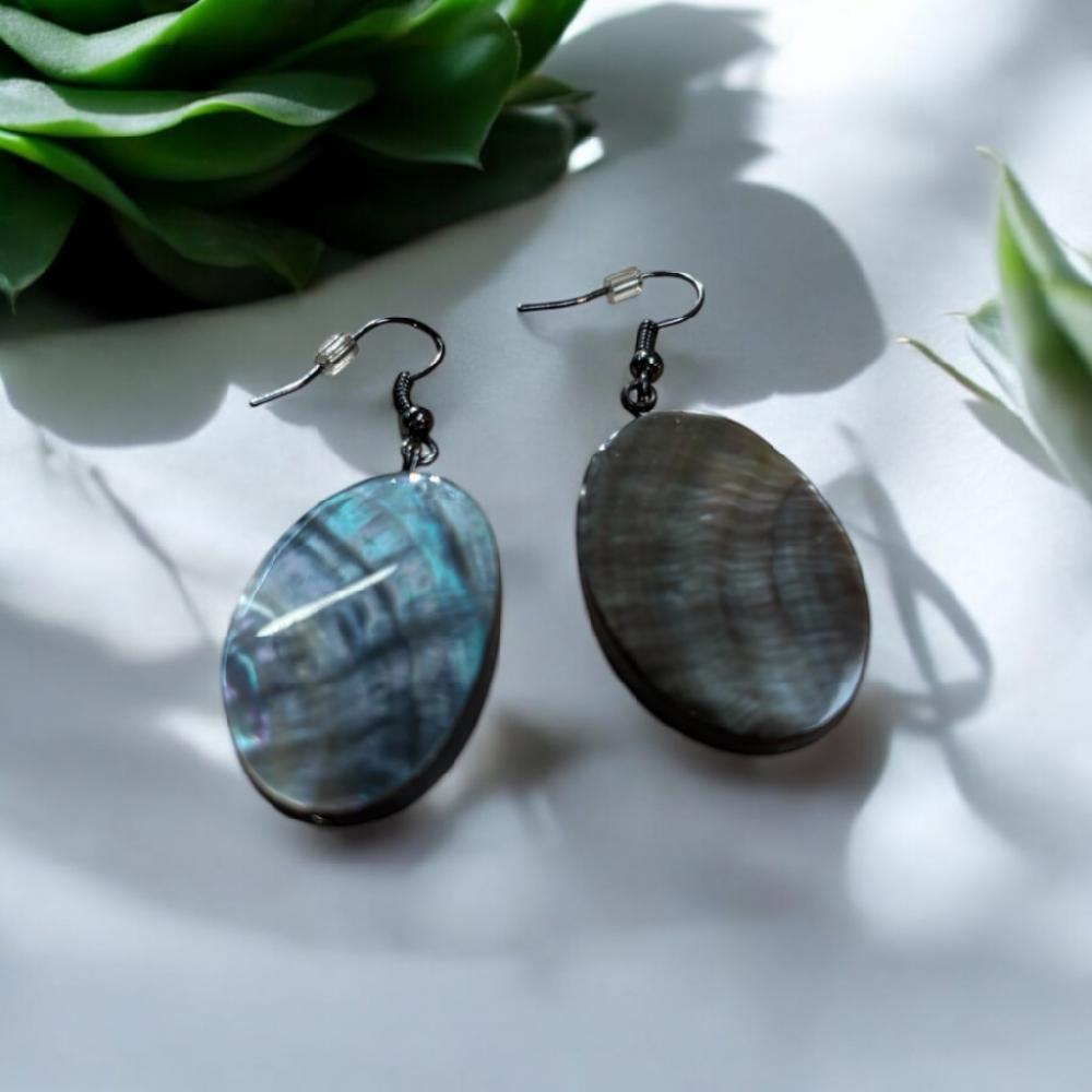 Mercatopoli ORECCHINI ARGENTATI CON PIETRA NERA GRANDE