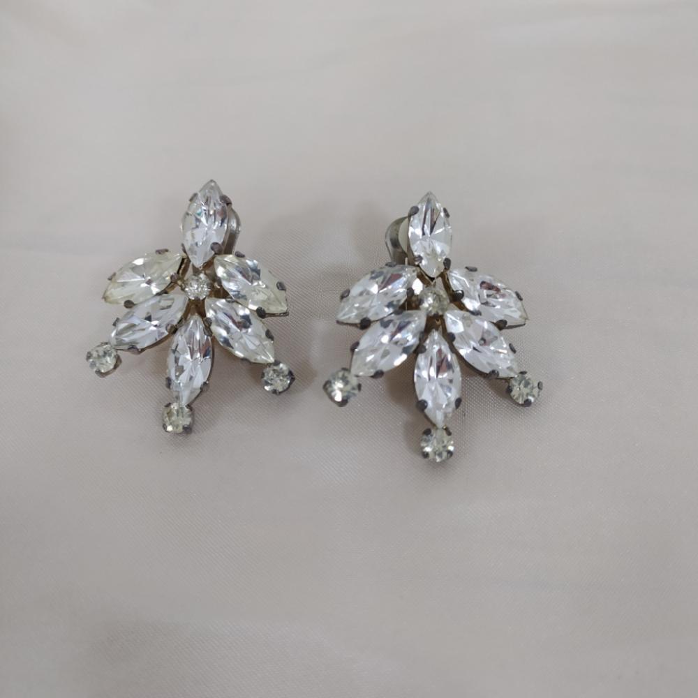 Mercatopoli Orecchini Clip Silver Pietre Trasparenti