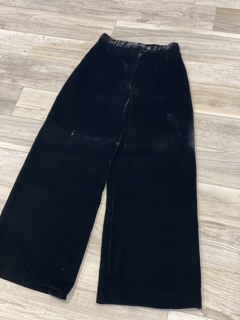 Mercatopoli Pantalone Nero Lungo E Largo In Velluto Liscio Donna Tg 42