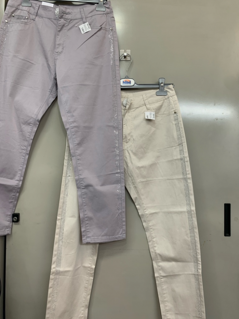 Mercatopoli Pantaloni Beige Grigi Max& Liu Etichett Fascia Laterale Strass 46 A