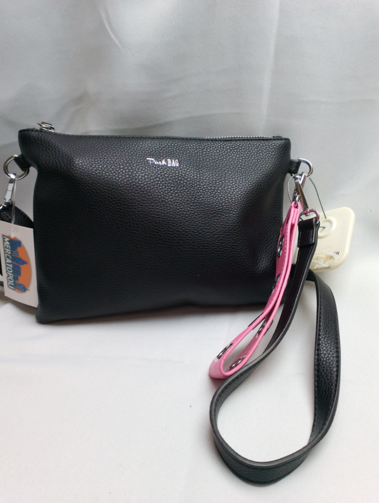 Mercatopoli Pochette Pashbag Nera Ecopelle Con Doppia Tracolla