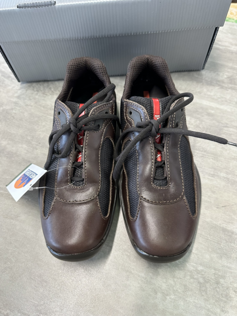 Mercatopoli Prada Scarpe Da Ginnastica Donna In Pelle Marroni N 36