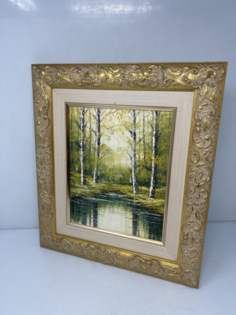 Mercatopoli Quadretto Alberi Autunnali Cornice Dorata Greche Cm 37 X 42