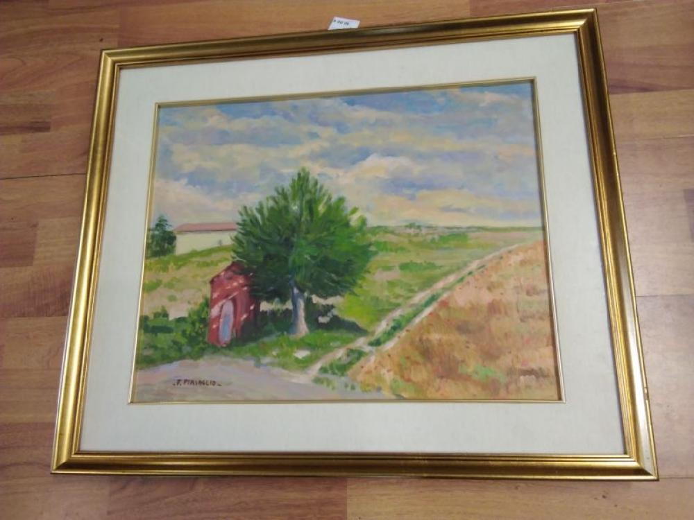 Mercatopoli Quadro A Olio Filippo Pinsoglio Campo Con Cappelletta Monferrato 50 X 40