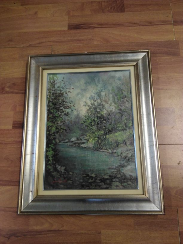 Mercatopoli Quadro A Olio Torrente Dentro Bosco 30 X 40