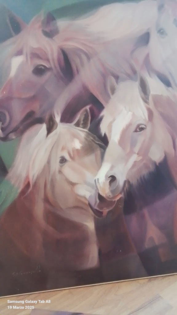 Mercatopoli Quadro Cavalli Olio Su Tela 1.00x1.00 Campanella