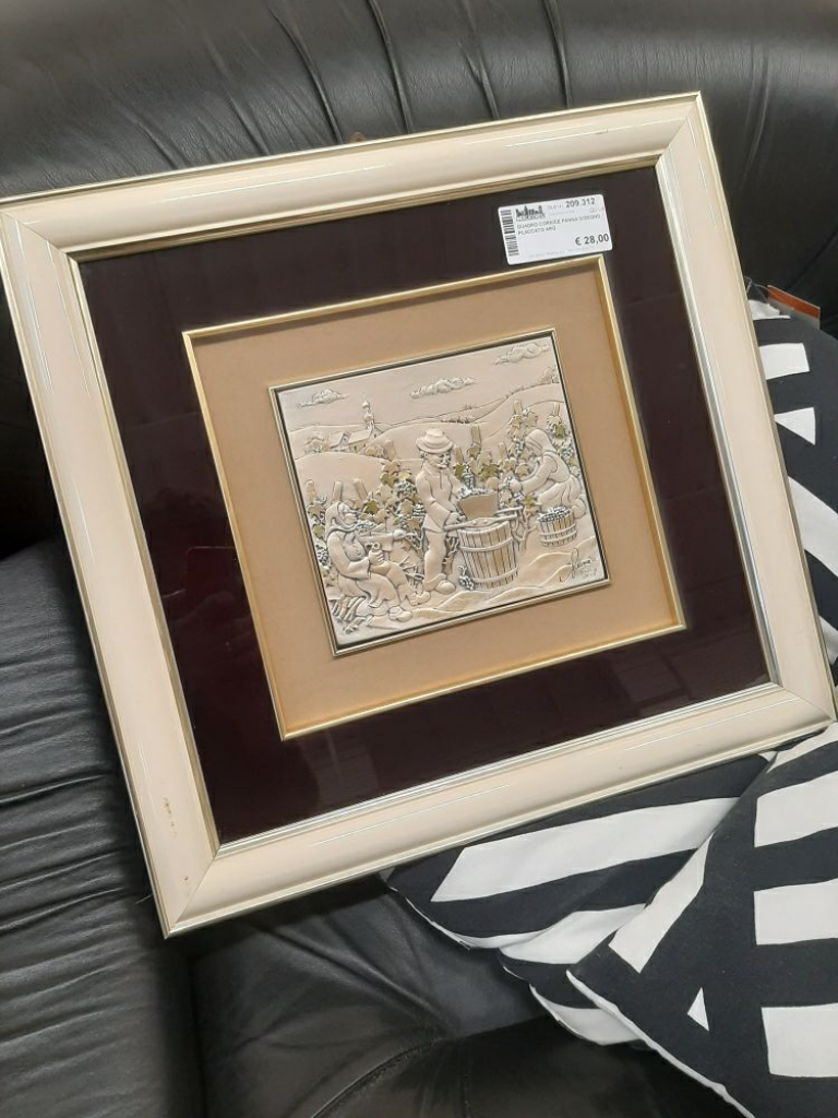 Mercatopoli Quadro Cornice Panna Disegno Placcato Arg