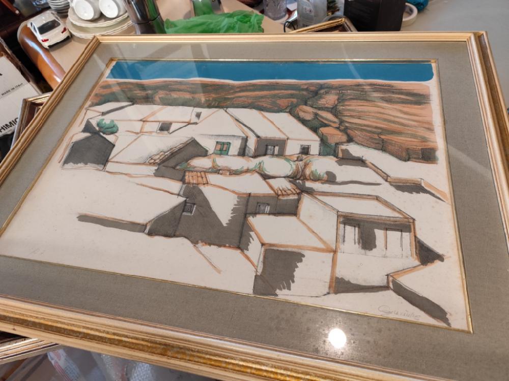 Mercatopoli Quadro Dipinto GUERRICCHIO Cornice Legno 90x70