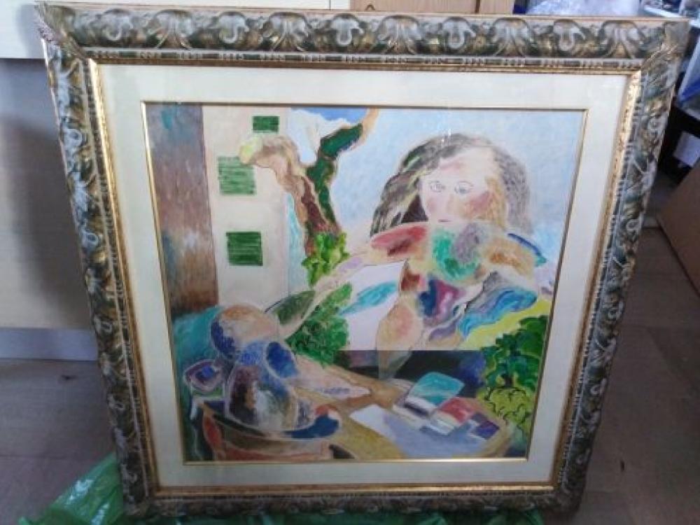 Mercatopoli Quadro Dipinto Olio Su Tela Filazzola Cornice Legno 83x83