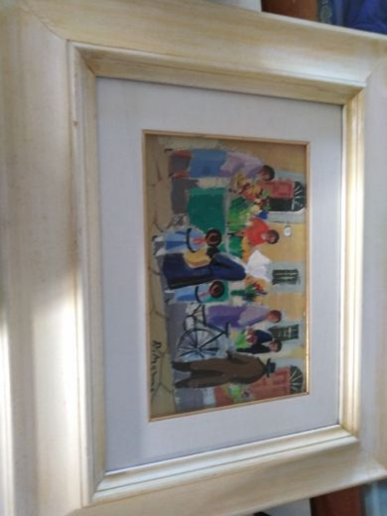 Mercatopoli Quadro Dipinto Rodolfo MARMA Cornice Panna 58x47