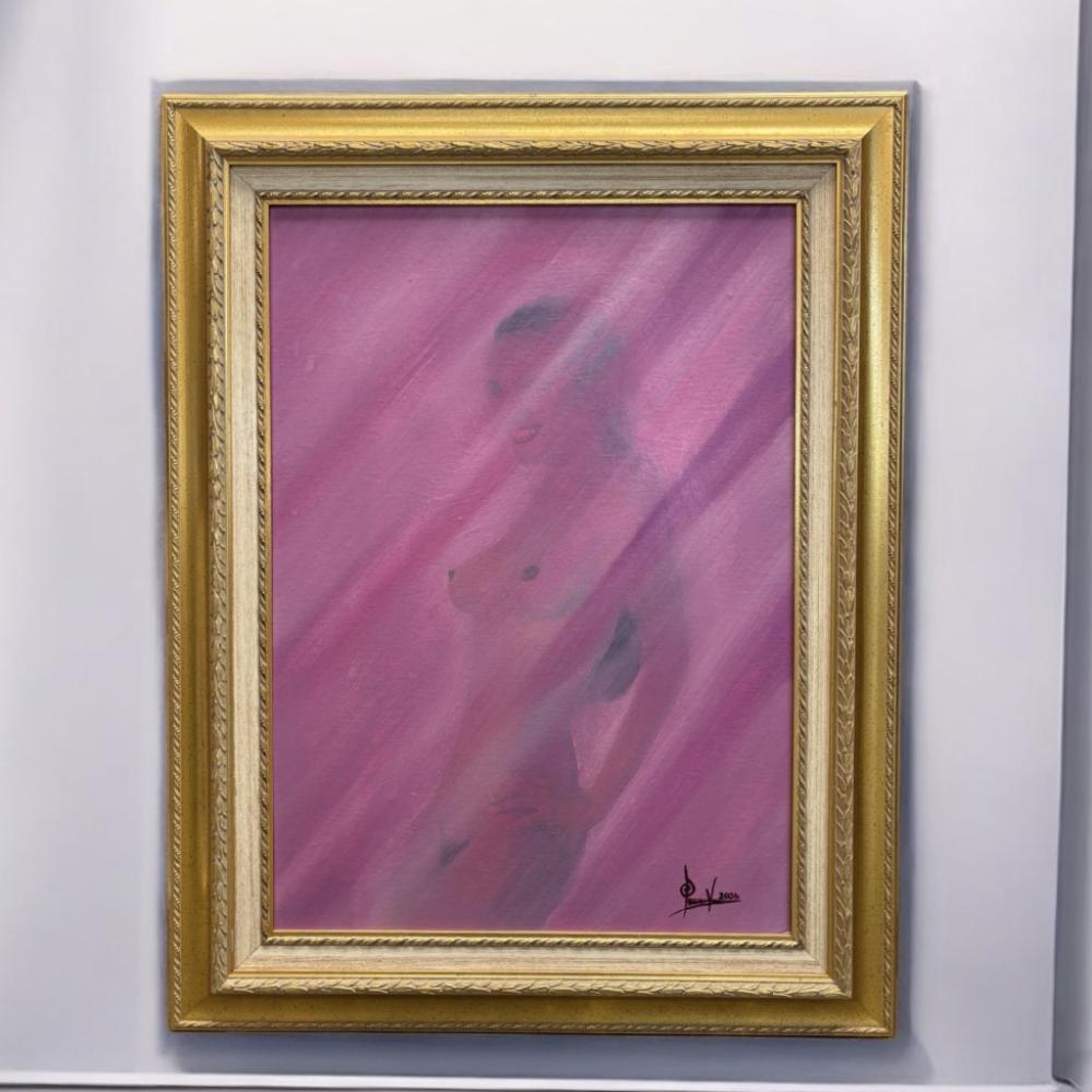 Mercatopoli QUADRO DIPINTO VACCARO GIUSY VELATA FONDO GLICINE CORNICE LEGNO DORATO