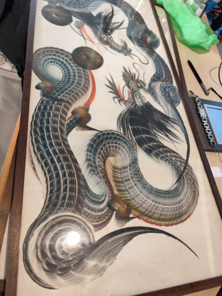 Mercatopoli Quadro Dipinto Vintage Giapponese Firmato 80x37