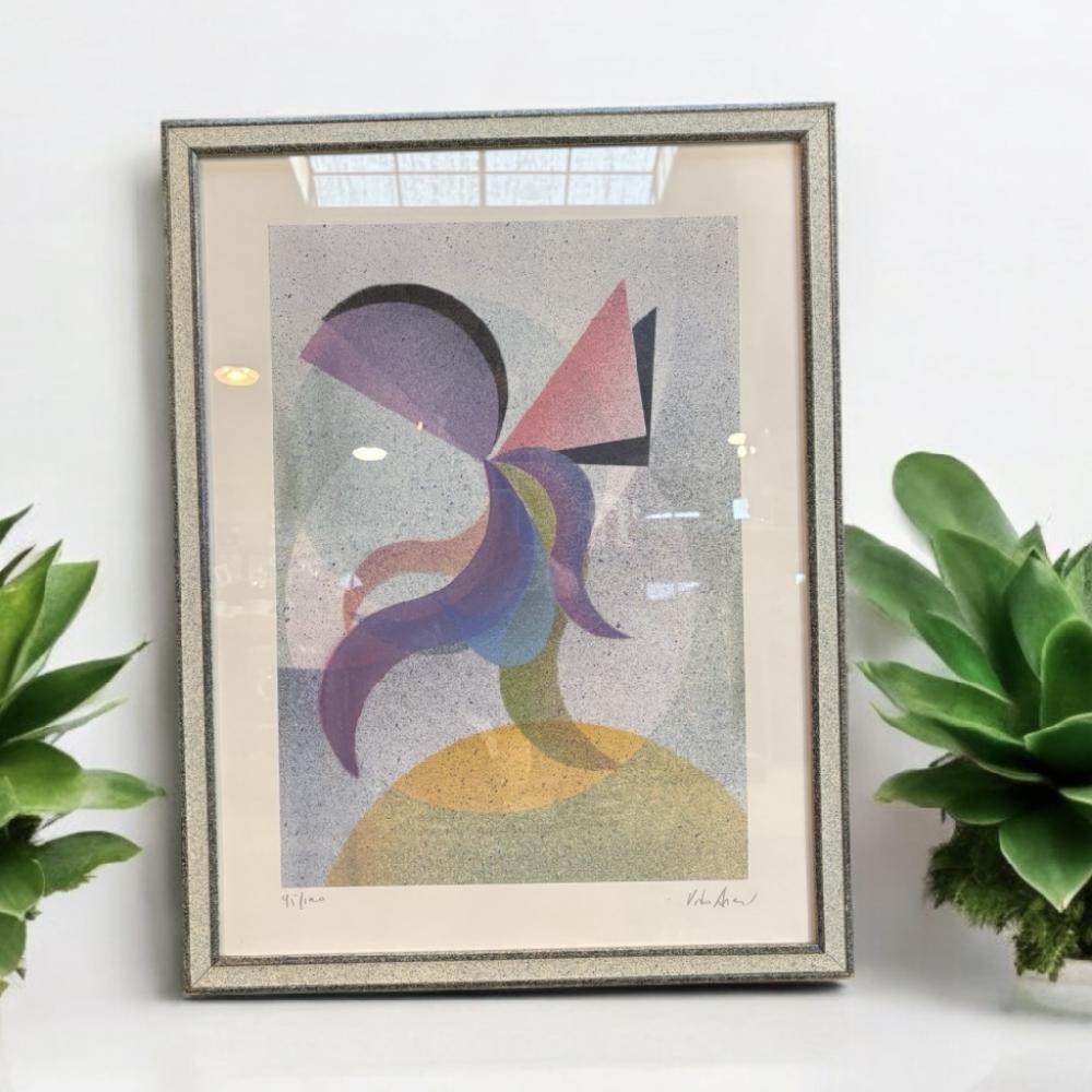 Mercatopoli QUADRO LITOGRAFIA 35X50 ASTRATTO A COLORI VITO ARCIERI CORNICE GRIGIA