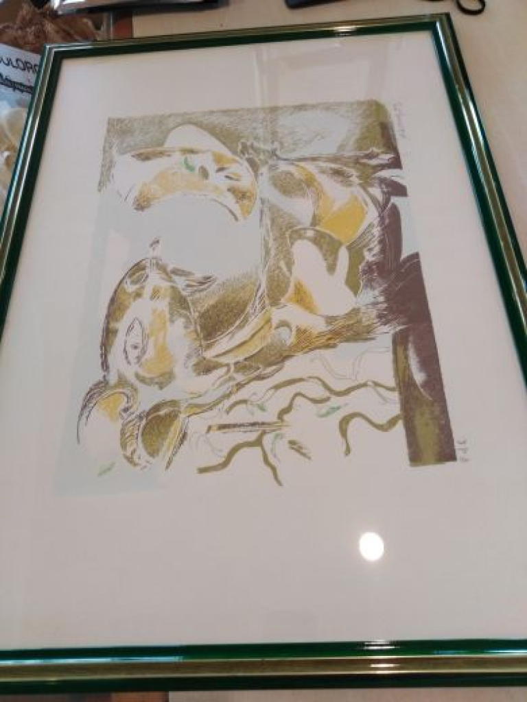 Mercatopoli Quadro Litografia FILAZZOLA "la Capretta" Cornice Verde 74x54