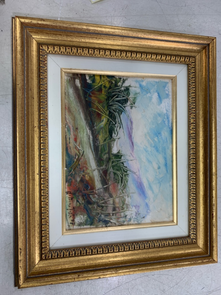 Mercatopoli QUADRO NATALINO TESTA SENTIERO OLIO 1987 CASERTA 38X32 W