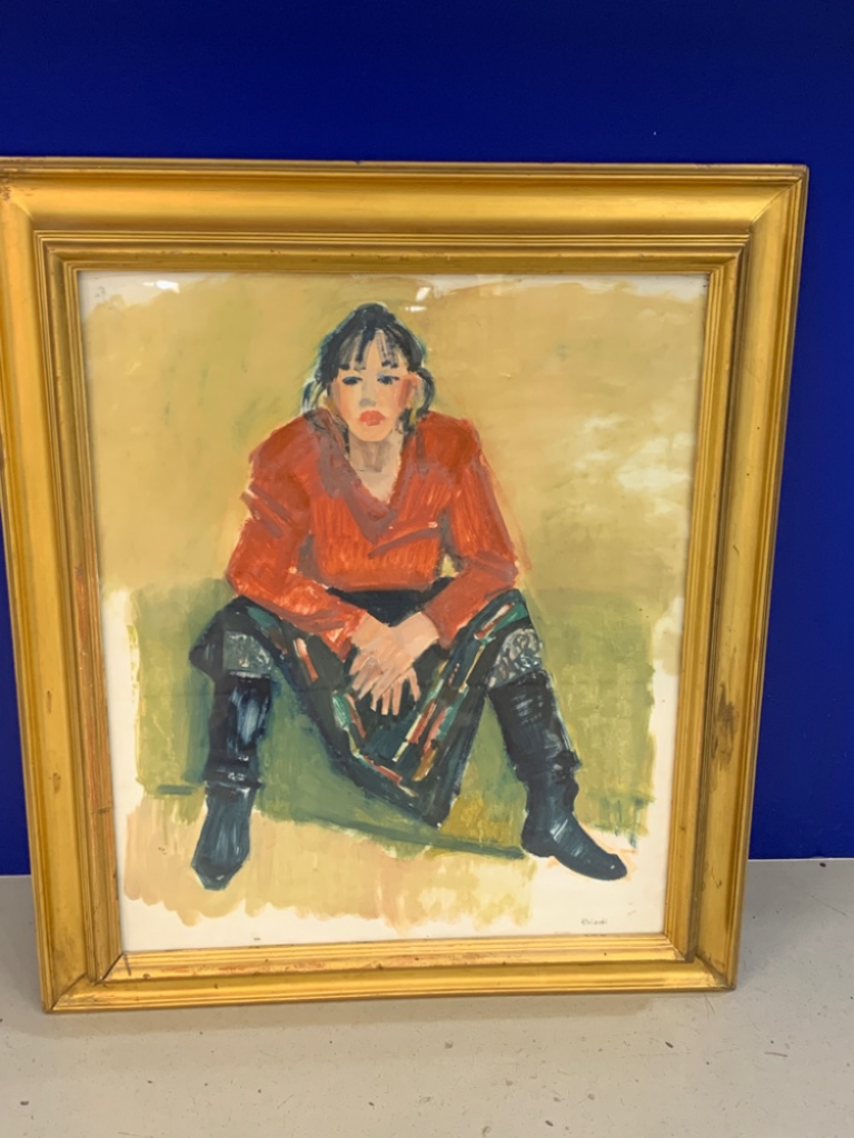 Mercatopoli Quadro Olio/Carta "Franca" 50x70 Di Adriana Biondi(Bologna 1960-2002)